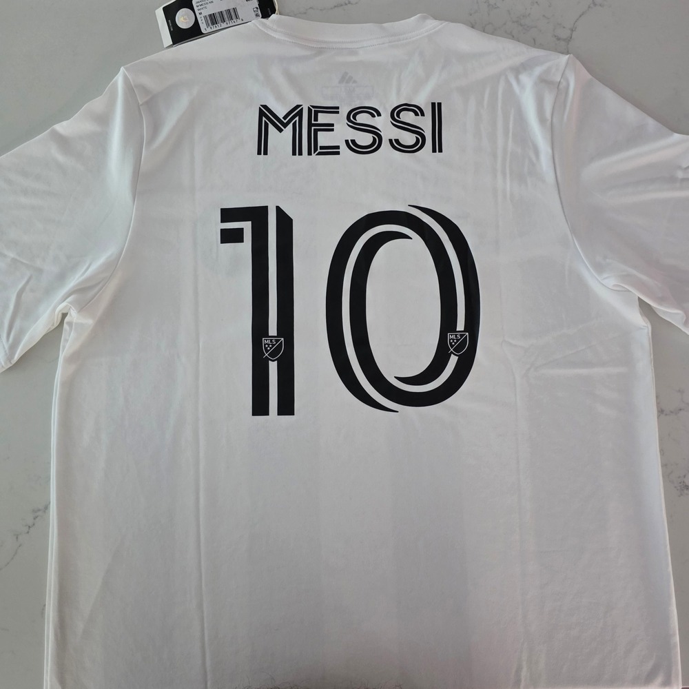 Adidas Inter Miami CF Messi 10 Soccer Jersey White Grey Stripe JW4332 Men's M - Picture 9 of 10